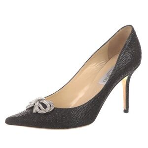 Jimmy Choo Samba Pumps Jewel Crystal Bow Glitter Black Sz 40